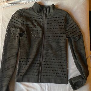 Stylish black cut out perforated Zip-Up Jacket size Small